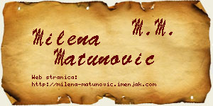 Milena Matunović vizit kartica